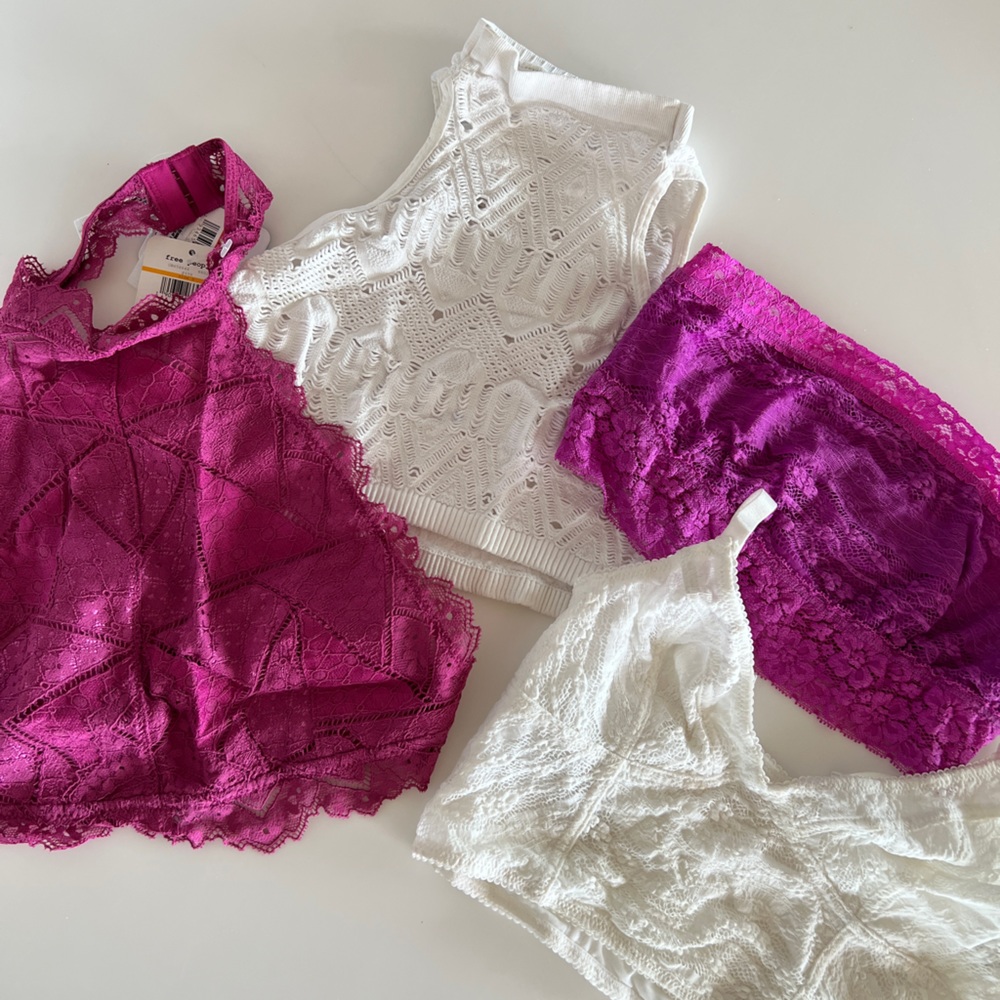 NWT Free People Bralette Bandeau Set of 4 - Lot of Four Bras Sz XS - SMALL